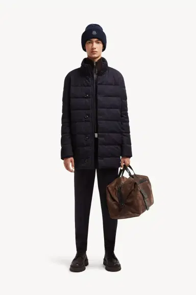 Moncler Vallonpierre Hooded Wool Long Down Jacket | Thumbnail 3 Moncler Vallonpierre Hooded Wool Long Down Jacket | Thumbnail 3