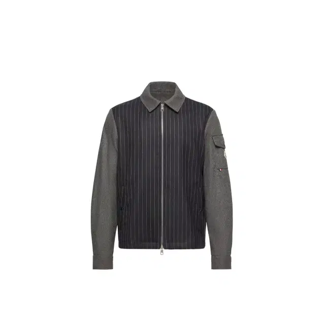 Moncler Herringbone Wool Blend Zip-up Shirt Jacket