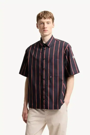 Moncler Striped Cotton Short Sleeve Shirt | Thumbnail 5