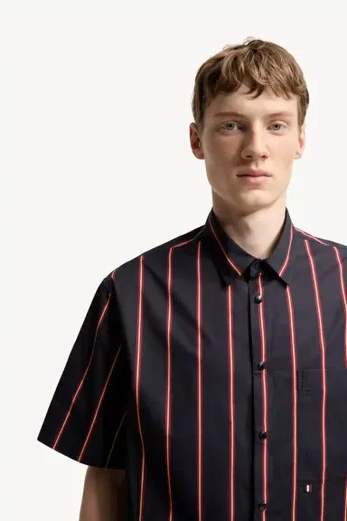 Moncler Striped Cotton Short Sleeve Shirt | Thumbnail 7