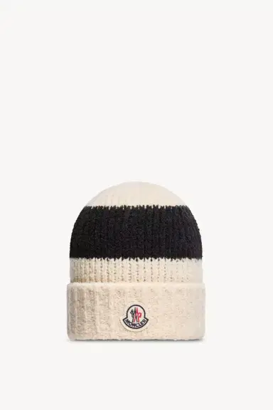Moncler Striped Wool Blend Bouclé Knit Beanie | Thumbnail 2 Moncler Striped Wool Blend Bouclé Knit Beanie | Thumbnail 2