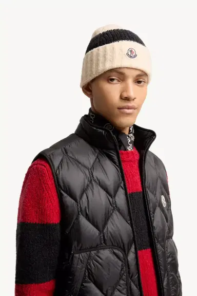 Moncler Striped Wool Blend Bouclé Knit Beanie | Thumbnail 3 Moncler Striped Wool Blend Bouclé Knit Beanie | Thumbnail 3