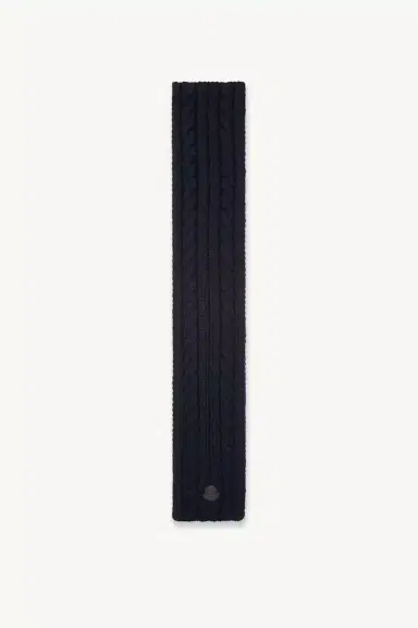 Moncler Leather Logo Wool Scarf | Thumbnail 2