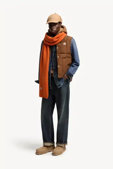 Moncler Wool Blend Logo Scarf | Thumbnail 3 Moncler Wool Blend Logo Scarf | Thumbnail 3
