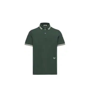 Moncler Striped Trim Cotton Piquet Polo Shirt | Thumbnail 1
