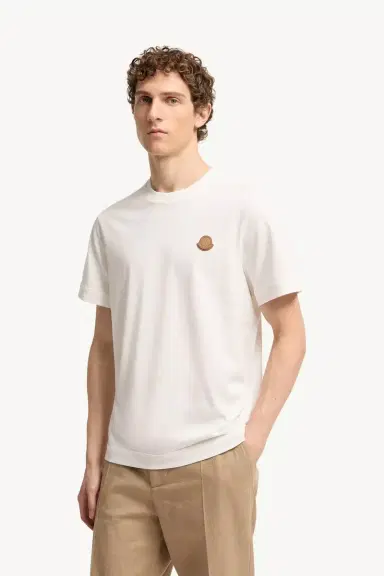 Moncler Double Leather Logo Cotton T-shirt | Thumbnail 4