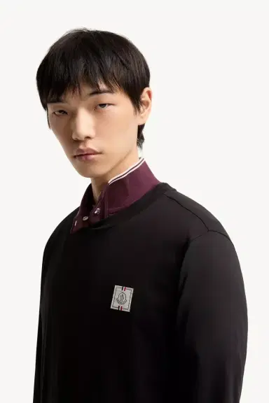 Moncler Tricolor Logo Long Sleeve Cotton T-shirt | Thumbnail 3 Moncler Tricolor Logo Long Sleeve Cotton T-shirt | Thumbnail 3