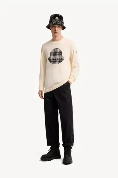 Moncler Check Panel Cotton Jersey T-shirt | Thumbnail 3 Moncler Check Panel Cotton Jersey T-shirt | Thumbnail 3