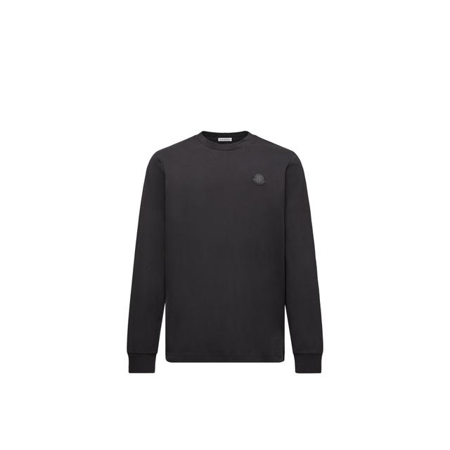 Moncler Leather Logo Long Sleeve Cotton T-shirt