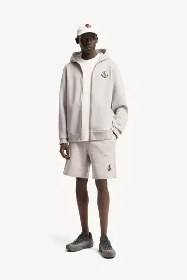 Moncler Sketched Logo Zip-up Cotton Hoodie | Thumbnail 3