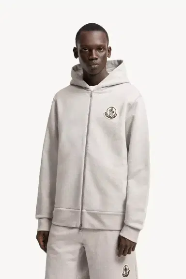 Moncler Sketched Logo Zip-up Cotton Hoodie | Thumbnail 5