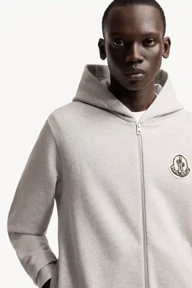 Moncler Sketched Logo Zip-up Cotton Hoodie | Thumbnail 7