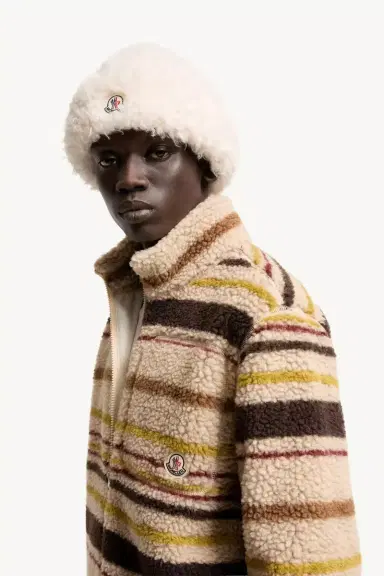 Moncler Striped Teddy Zip-up Cardigan | Thumbnail 4 Moncler Striped Teddy Zip-up Cardigan | Thumbnail 4