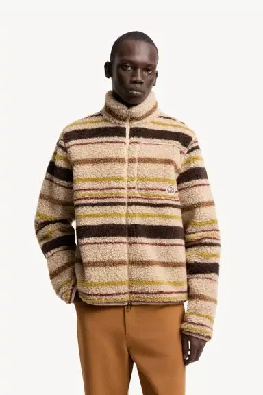 Moncler Striped Teddy Zip-up Cardigan | Thumbnail 5 Moncler Striped Teddy Zip-up Cardigan | Thumbnail 5