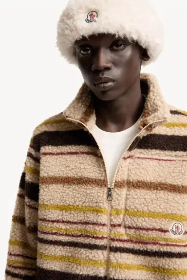 Moncler Striped Teddy Zip-up Cardigan | Thumbnail 7 Moncler Striped Teddy Zip-up Cardigan | Thumbnail 7
