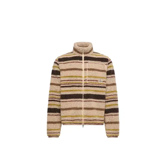 Moncler Striped Teddy Zip-up Cardigan