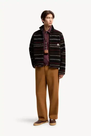 Moncler Striped Teddy Zip-up Cardigan | Thumbnail 3 Moncler Striped Teddy Zip-up Cardigan | Thumbnail 3