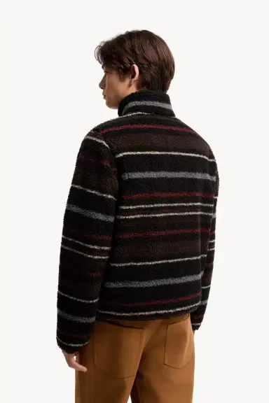 Moncler Striped Teddy Zip-up Cardigan | Thumbnail 6 Moncler Striped Teddy Zip-up Cardigan | Thumbnail 6