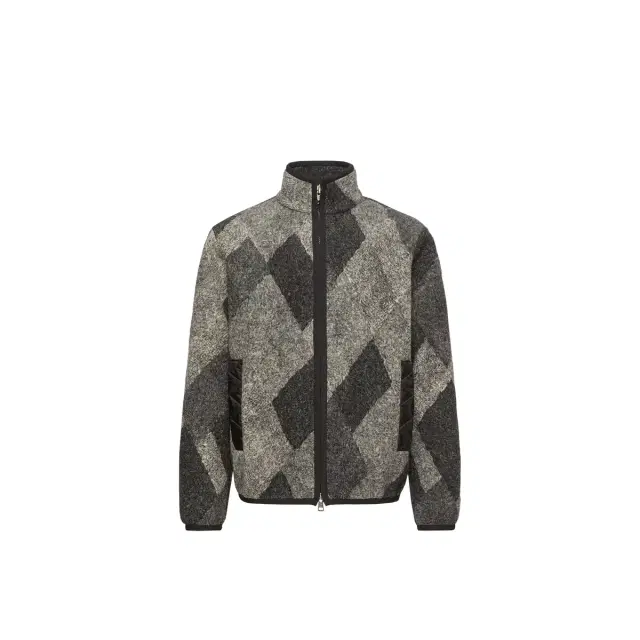 Moncler Diamond Pattern Wool Blend Zip-up Cardigan