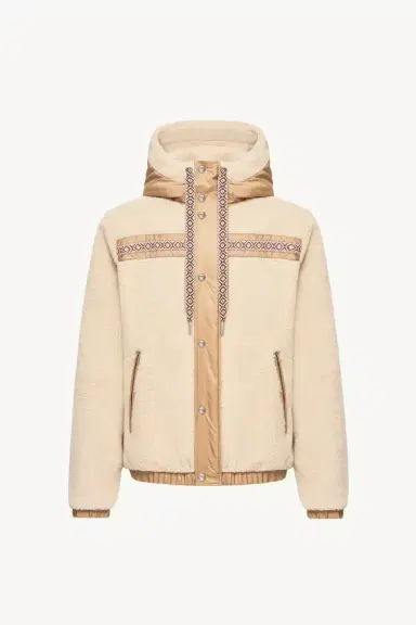 Moncler Geometric Trim Teddy Zip-up Hoodie | Thumbnail 2