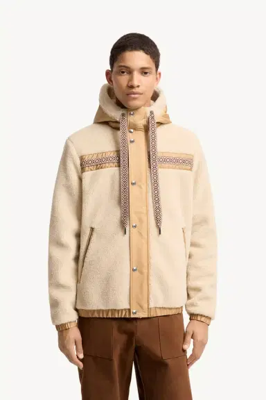 Moncler Geometric Trim Teddy Zip-up Hoodie | Thumbnail 5