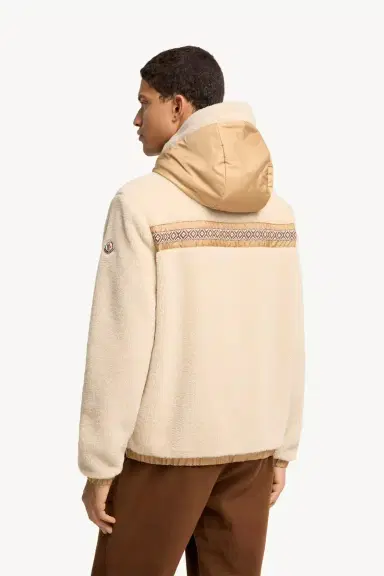 Moncler Geometric Trim Teddy Zip-up Hoodie | Thumbnail 6