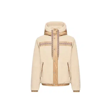 Moncler Geometric Trim Teddy Zip-up Hoodie | Thumbnail 1