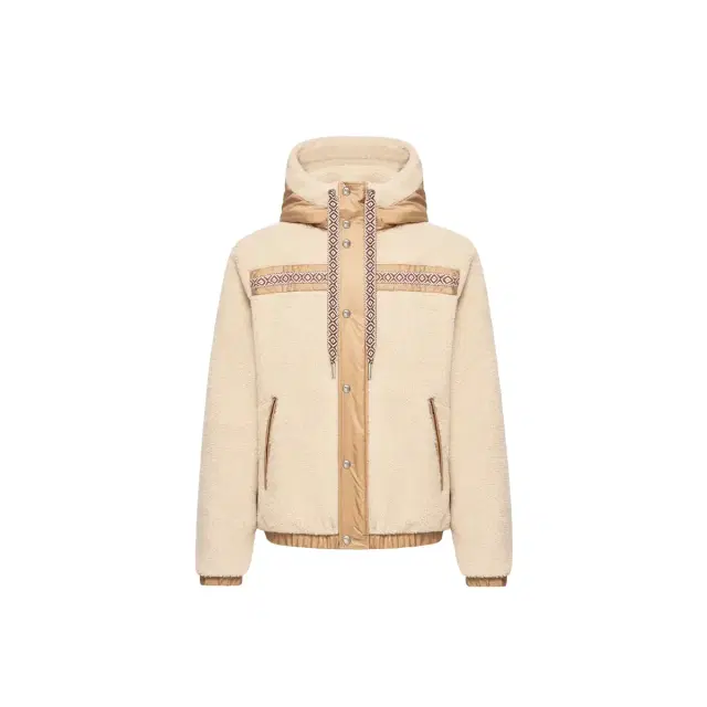 Moncler Geometric Trim Teddy Zip-up Hoodie