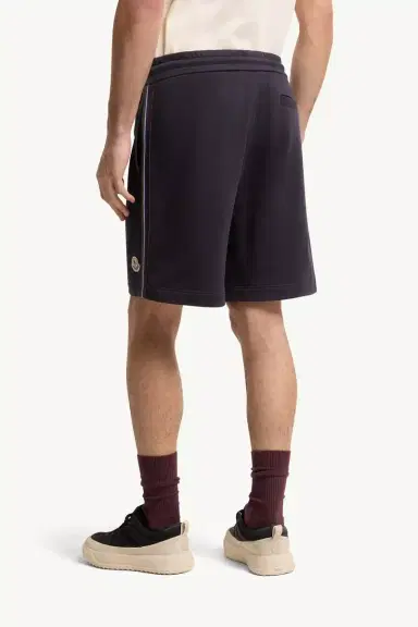 Moncler Striped Trim Cotton Fleece Shorts | Thumbnail 6 Moncler Striped Trim Cotton Fleece Shorts | Thumbnail 6