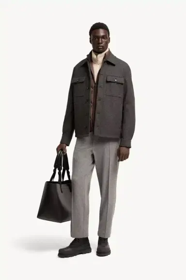 Moncler Leather Logo Flannel Pants | Thumbnail 3