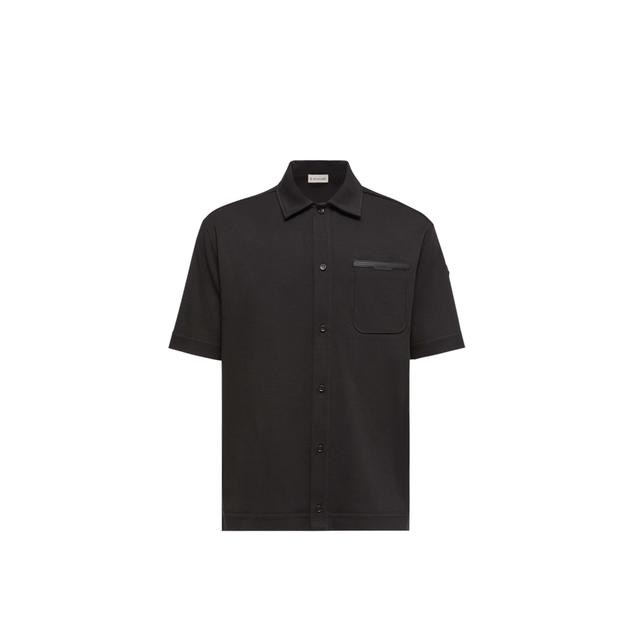 Leather Logo Cotton Short Sleeve Shirt