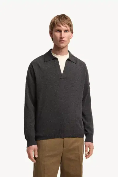 Moncler Wool & Cashmere Long Sleeve Polo Shirt | Thumbnail 5 Moncler Wool & Cashmere Long Sleeve Polo Shirt | Thumbnail 5