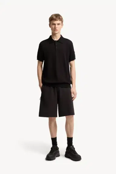 Moncler Logo Cotton Knit Polo | Thumbnail 3 Moncler Logo Cotton Knit Polo | Thumbnail 3