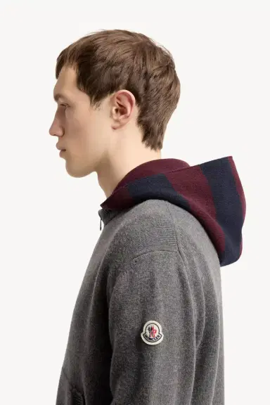 Moncler Striped Hood Wool & Cashmere Cardigan | Thumbnail 4