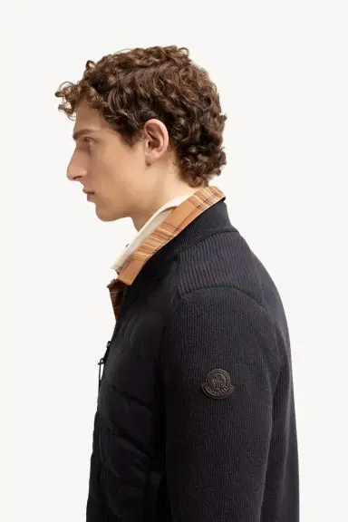 Moncler Wool & Cashmere Blend Padded Zip-up Cardigan | Thumbnail 4