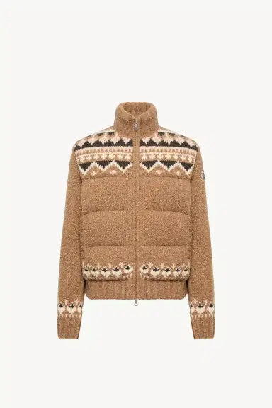 Moncler Geometric Bouclé Down Cardigan | Thumbnail 2 Moncler Geometric Bouclé Down Cardigan | Thumbnail 2