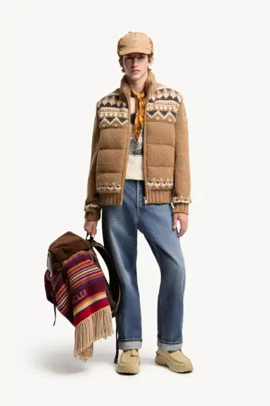 Moncler Geometric Bouclé Down Cardigan | Thumbnail 3 Moncler Geometric Bouclé Down Cardigan | Thumbnail 3