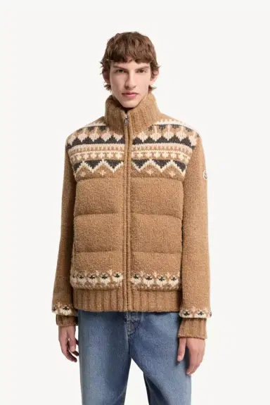 Moncler Geometric Bouclé Down Cardigan | Thumbnail 5 Moncler Geometric Bouclé Down Cardigan | Thumbnail 5