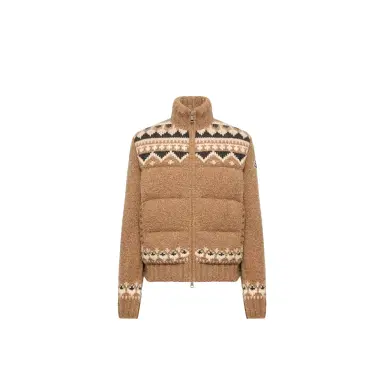 Moncler Geometric Bouclé Down Cardigan | Thumbnail 1 Moncler Geometric Bouclé Down Cardigan | Thumbnail 1