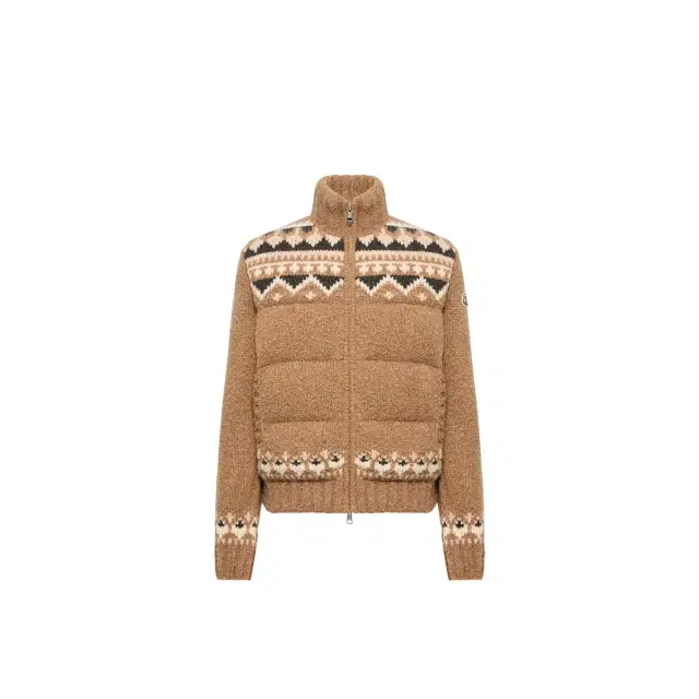 Moncler Geometric Bouclé Down Cardigan