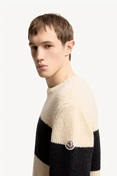Moncler Striped Wool Blend Bouclé Sweater | Thumbnail 4 Moncler Striped Wool Blend Bouclé Sweater | Thumbnail 4
