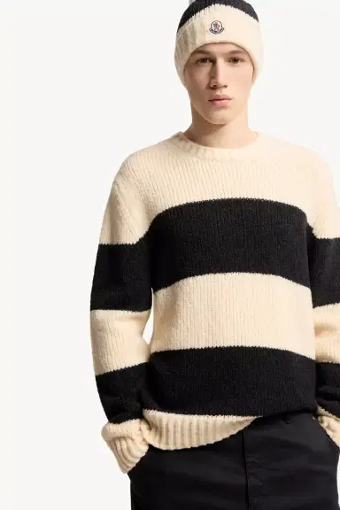 Moncler Striped Wool Blend Bouclé Sweater | Thumbnail 7 Moncler Striped Wool Blend Bouclé Sweater | Thumbnail 7