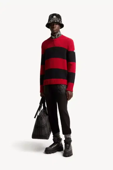 Moncler Striped Wool Blend Bouclé Sweater | Thumbnail 3 Moncler Striped Wool Blend Bouclé Sweater | Thumbnail 3