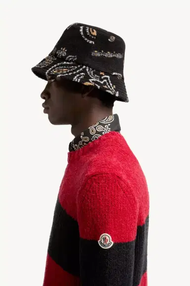 Moncler Striped Wool Blend Bouclé Sweater | Thumbnail 4 Moncler Striped Wool Blend Bouclé Sweater | Thumbnail 4