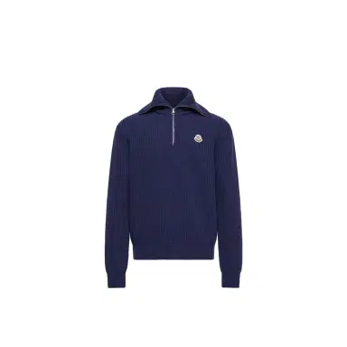 Moncler Logo Rib Wool Turtleneck | Thumbnail 1 Moncler Logo Rib Wool Turtleneck | Thumbnail 1