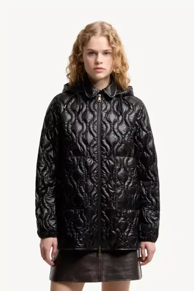 Moncler Balette Geometric Quilted Mid-length Down Jacket | Thumbnail 5 Moncler Balette Geometric Quilted Mid-length Down Jacket | Thumbnail 5