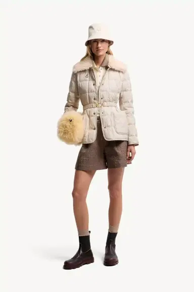 Moncler Cygnes Belted Short Down Jacket | Thumbnail 3