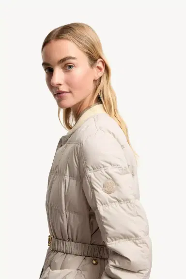 Moncler Cygnes Belted Short Down Jacket | Thumbnail 4