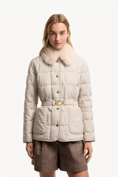 Moncler Cygnes Belted Short Down Jacket | Thumbnail 5