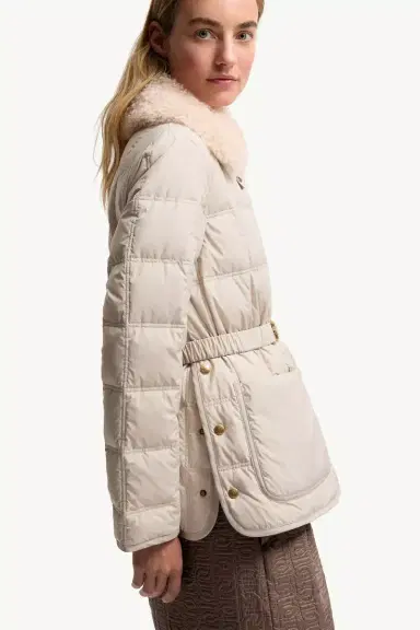 Moncler Cygnes Belted Short Down Jacket | Thumbnail 7
